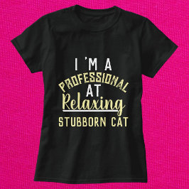 Modern Funny Cat Script Personlig Women Black T Shirt