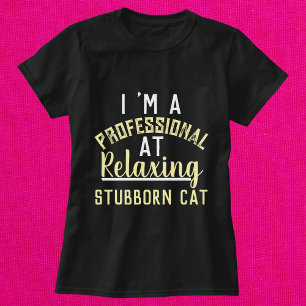 Modern Funny Cat Script Personlig Women Black T Shirt