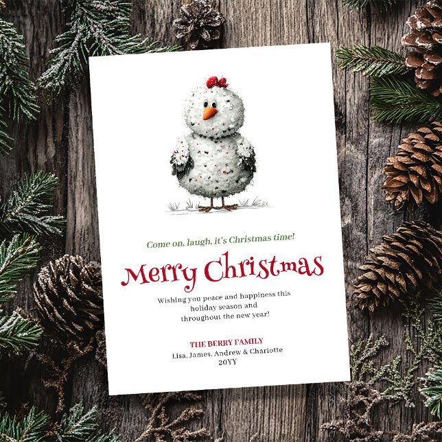 Modern Funny Chickens Holiday Greeting Card Julkort (Modern Funny Chickens Holiday Greeting Card)