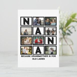 Modern Funny farmor Cute Nana 8 Photo Collage Julkort