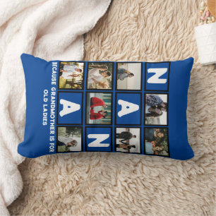 Modern Funny farmor Cute Nana 8 Photo Collage Lumbarkudde