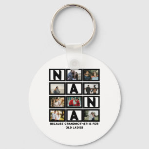 Modern Funny farmor Cute Nana 8 Photo Collage Nyckelring