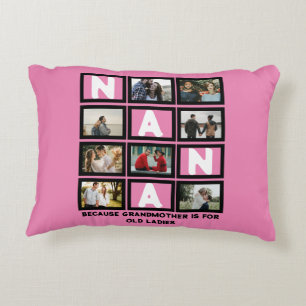 Modern Funny farmor Cute Nana 8 Photo Collage Prydnadskudde