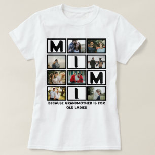 Modern Funny Grandmor Cute Mimi 8 Photo Collage T Shirt