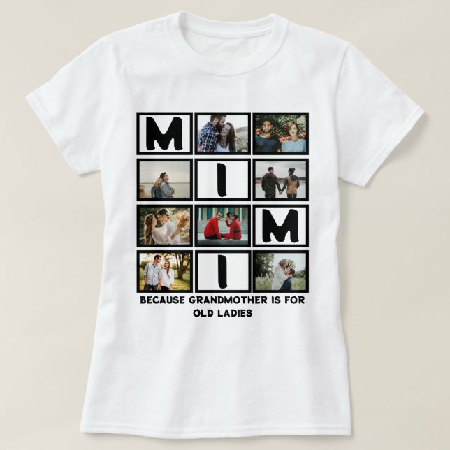Modern Funny Grandmor Cute Mimi 8 Photo Collage T Shirt (Design framsida)