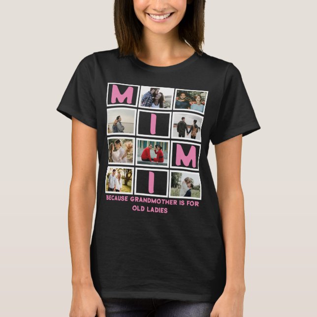 Modern Funny Grandmor Cute Mimi 8 Photo Collage T Shirt (Framsida)