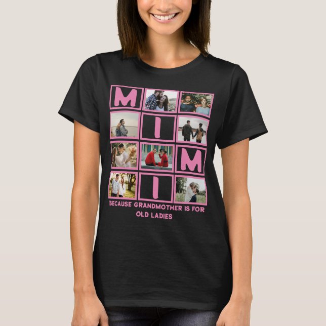 Modern Funny Grandmor Cute Mimi 8 Photo Collage T Shirt (Framsida)
