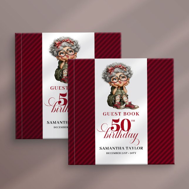 Modern Funny Lady 50th Birthday Humor Cartoon Book Gästböcker (Modern Funny Lady 50th Birthday Humor Cartoon Guest Book

)