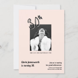 Modern Funny Light Pink Photo 30th Brithday Inbjudningar