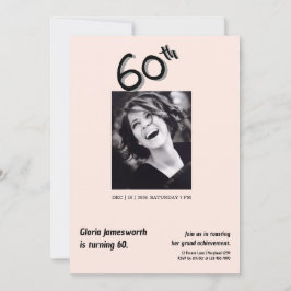 Modern Funny Light Pink Photo 60th Birthday Inbjudningar