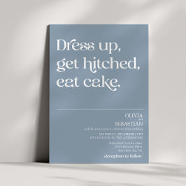 Modern funny minimal typografi, damy Blue Bröllop Inbjudningar