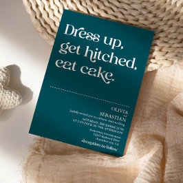 Modern funny minimal typografi Deep Teal Bröllop Inbjudningar