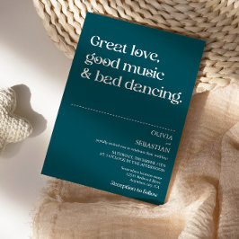 Modern funny minimal typografi Deep Teal Bröllop Inbjudningar