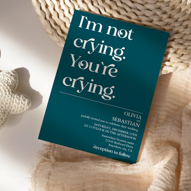 Modern funny minimal typografi Deep Teal Bröllop Inbjudningar (Skapare uppladdad)