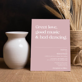 Modern Funny Minimum Typography Dusty Ro Bröllop Inbjudningar