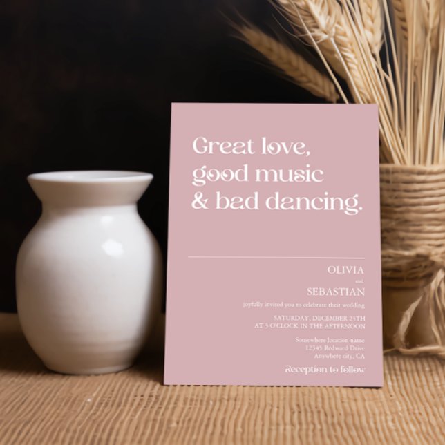 Modern Funny Minimum Typography Dusty Ro Bröllop Inbjudningar (Skapare uppladdad)