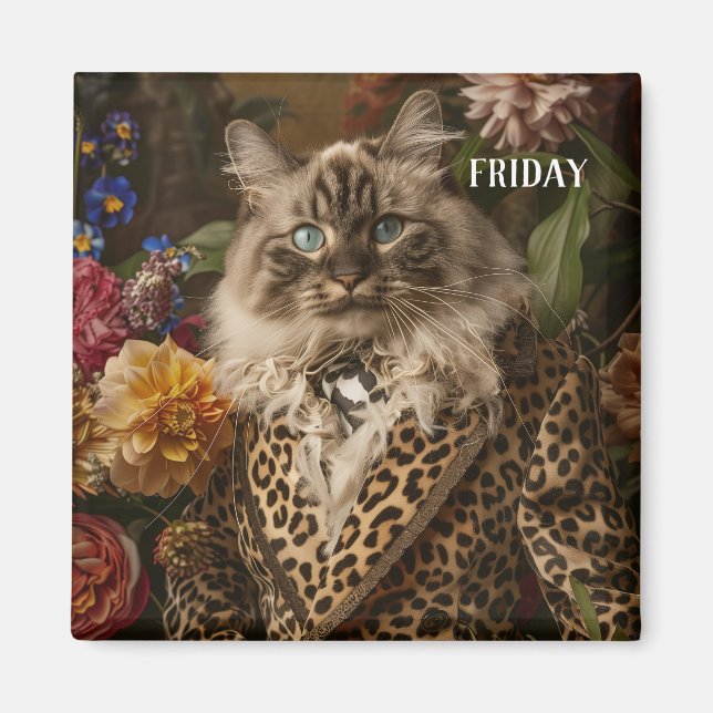 Modern Funny Pet Days Fredag Magnet (Framsidan)