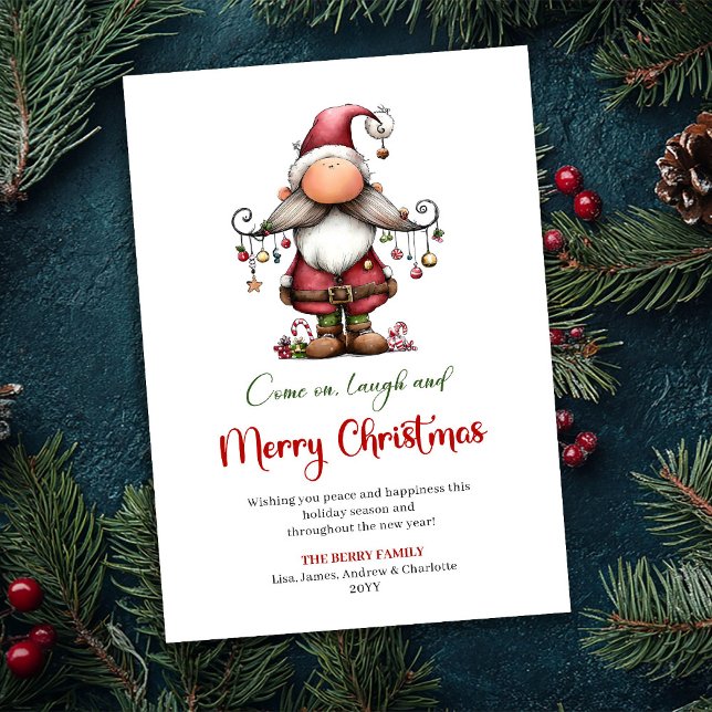 Modern Funny Santa Hand Drawn Festive Greeting Julkort (Modern Funny Santa Hand Drawn Festive Greeting)