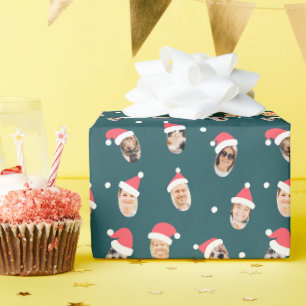 Modern Funny Santa Hats Nine-familjefoton Presentpapper