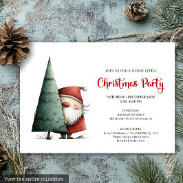 Modern Funny Santa Red Green Christmas Invitation Inbjudningar