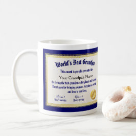 Modern Funny World's Best Grandpa Certificate Kaffemugg