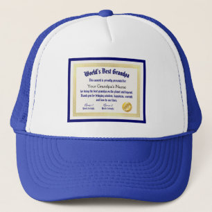 Modern Funny World's Best Grandpa Certificate Keps