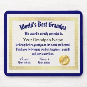 Modern Funny World's Best Grandpa Certificate Musmatta