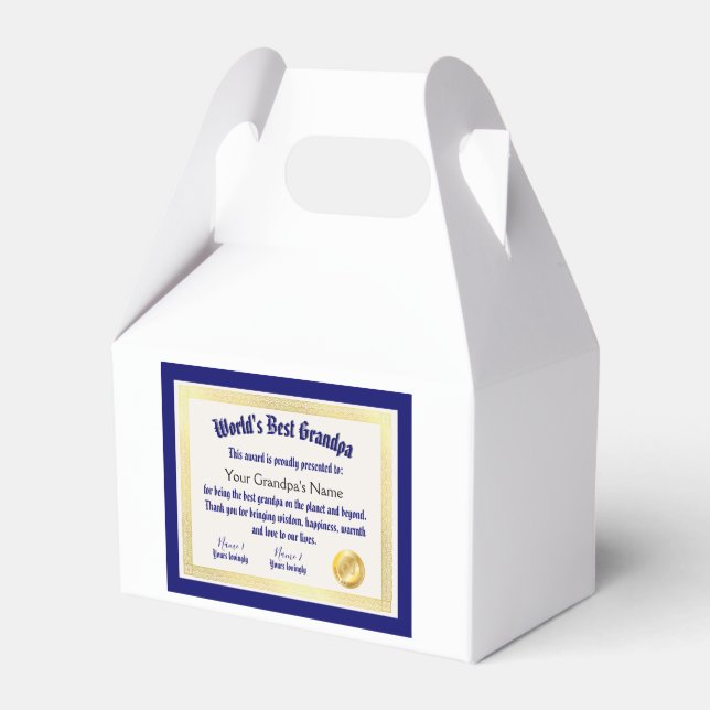 Modern Funny World's Best Grandpa Certificate Presentaskar (Framsidan Sidan)