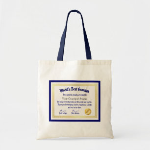 Modern Funny World's Best Grandpa Certificate Tygkasse
