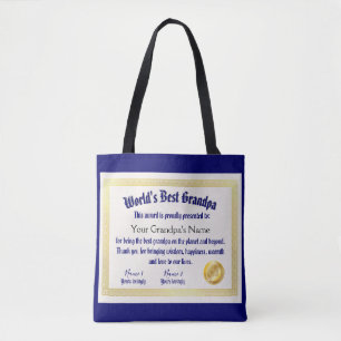 Modern Funny World's Best Grandpa Certificate Tygkasse