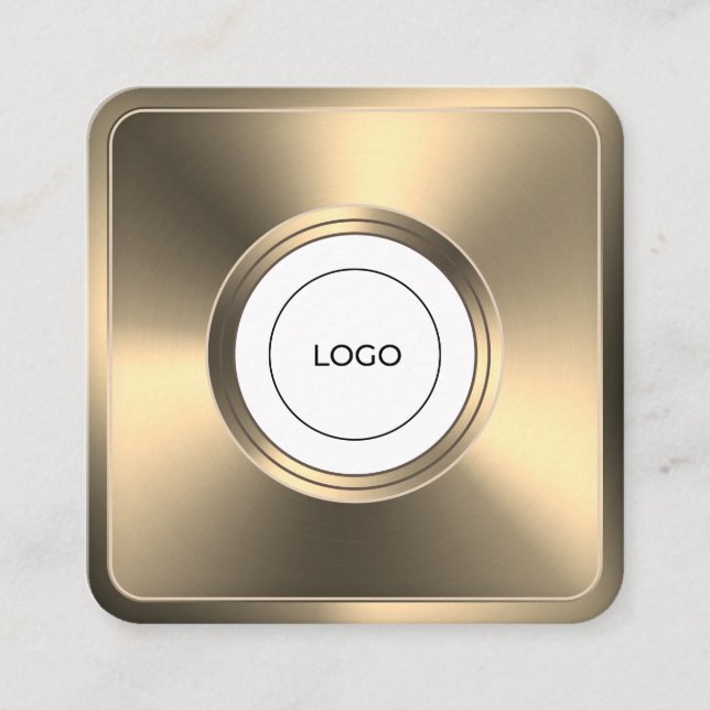 Modern futuristiska, gyllene ram med logotyp fyrkantigt visitkort (Framsida)