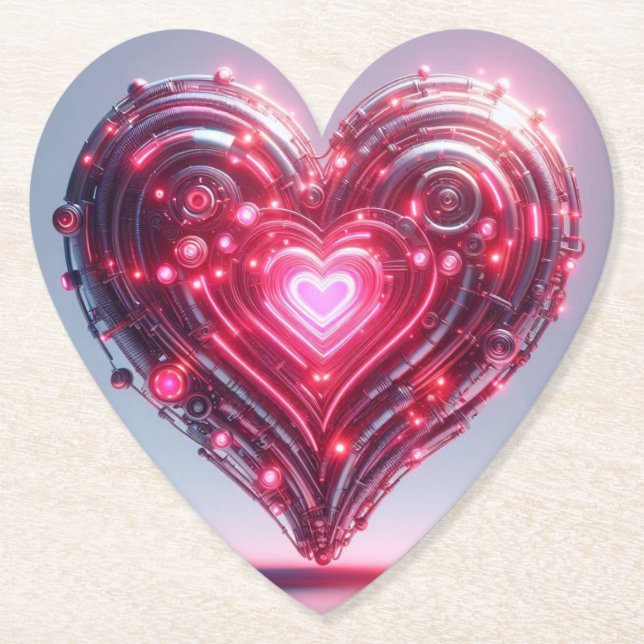 Modern Futuristiska som ökar Rosa Heart Underlägg Papper (Framsida)