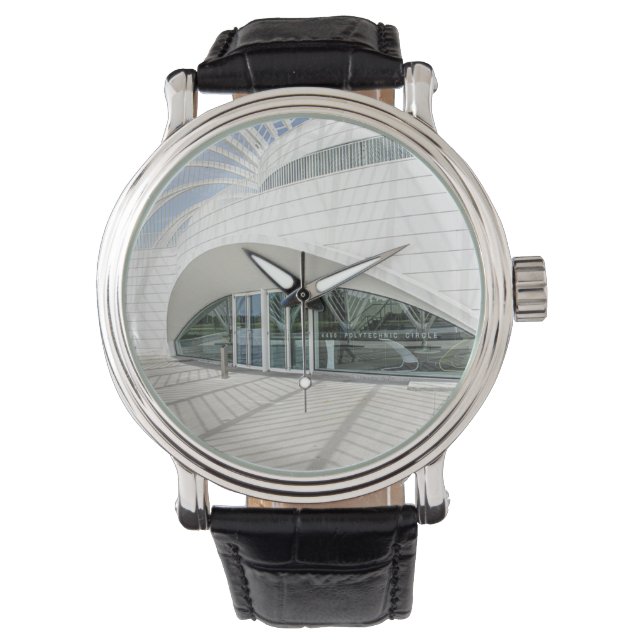 Modern futuristiska vit byggnad armbandsur (Framsida)