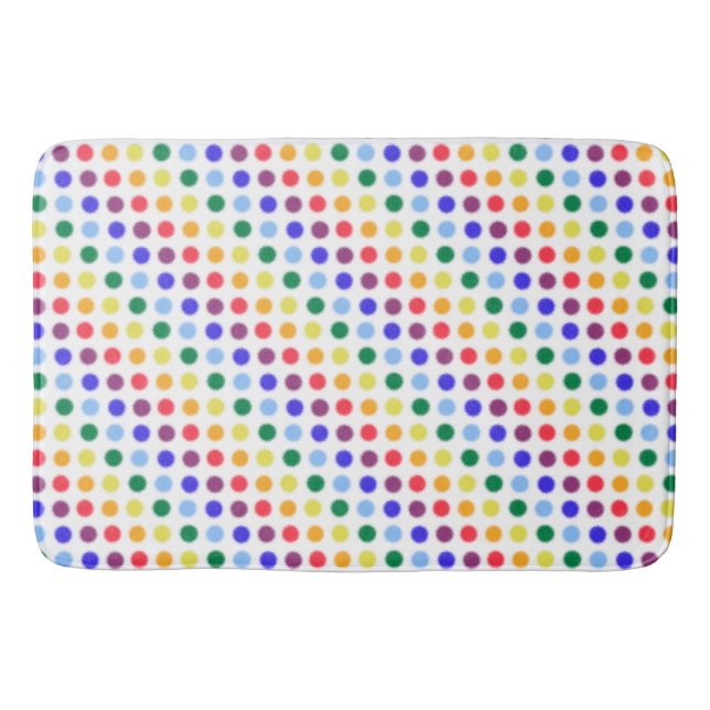 Modern Fuzzy Rainbow Polka-Dots Mönster Badrumsmatta (Framsidan)