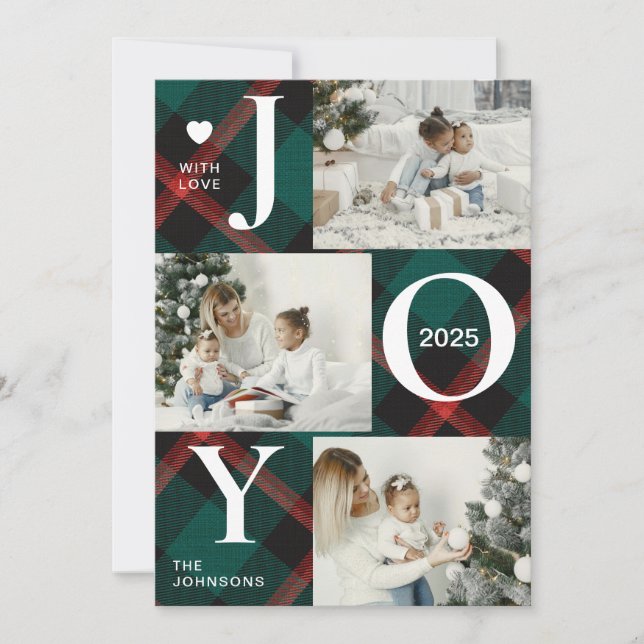 Modern fyra fotokollage | Joy God jul Julkort (Framsida)