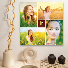 Modern fyrkantig monogram-examen 4 fotokollage
