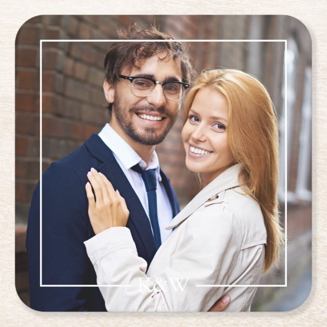 Modern fyrkantig rammonogramfoto underlägg papper kvadrat (Framsidan)