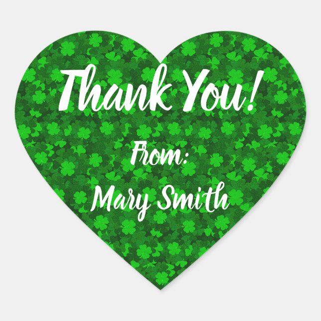 Modern Fyrklöver Blommigt Hjärtformat Klistermärke (Framsida)