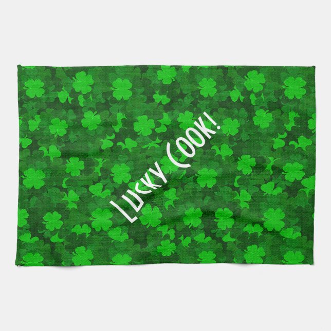 Modern Fyrklöver Blommigt Kökshandduk (Horisontell)