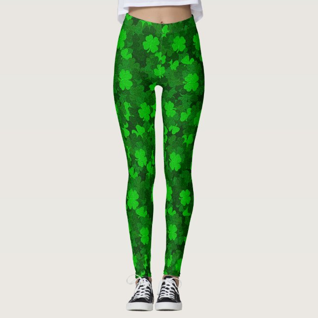 Modern Fyrklöver Blommigt Leggings (Framsida)