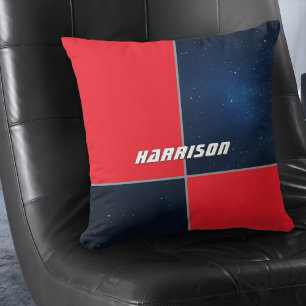 Modern Galax Space Röd Marinblå Personlig Kudde