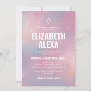 Modern Galaxy Star of David Bat mitzvah Inbjudningar