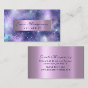 Modern Galaxy Teal Lavendar Foil Visitkort