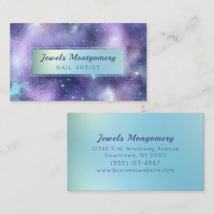 Modern Galaxy Teal Lavendar Foil Visitkort