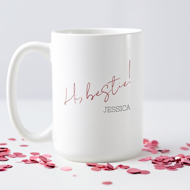 Modern Galentins Dag-minimalistiska röda skript Kaffemugg (Modern Galentine's Day Minimalist Red Script Coffee Mug)