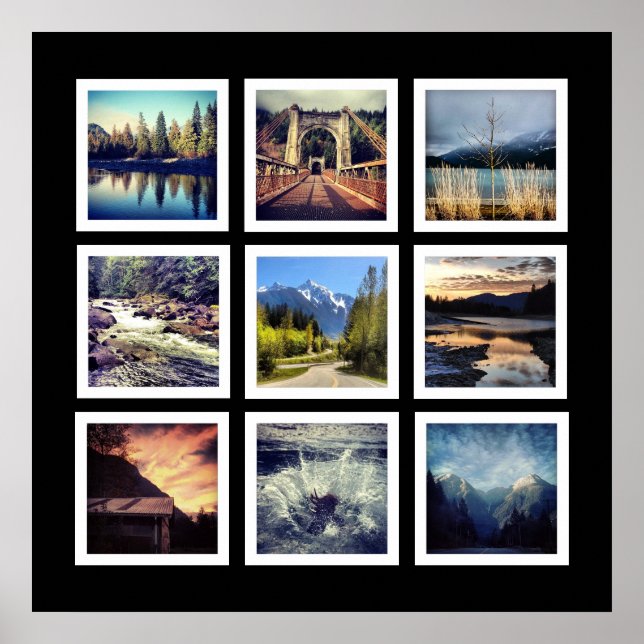 Modern Gallery Stil 9 Instagram Photo Collage Poster (Framsidan)
