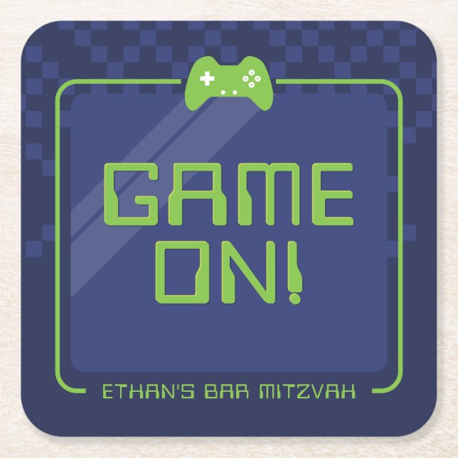MODERN GAMER coola Controller Navy grönt Underlägg Papper Kvadrat (Framsidan)
