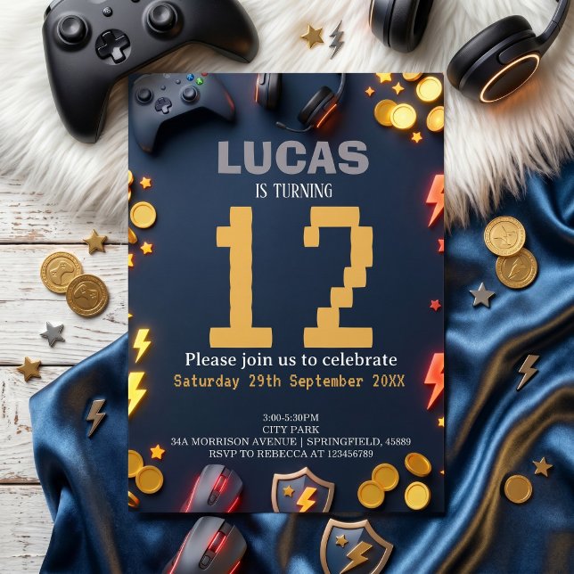 Modern Gaming Birthday Theme Inbjudningar (Skapare uppladdad)