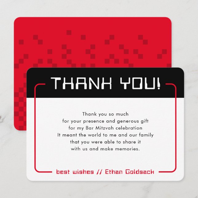 MODERN GAMING THANKS Pub Mitzvah coola black red Tack Kort (Fram/baksida)