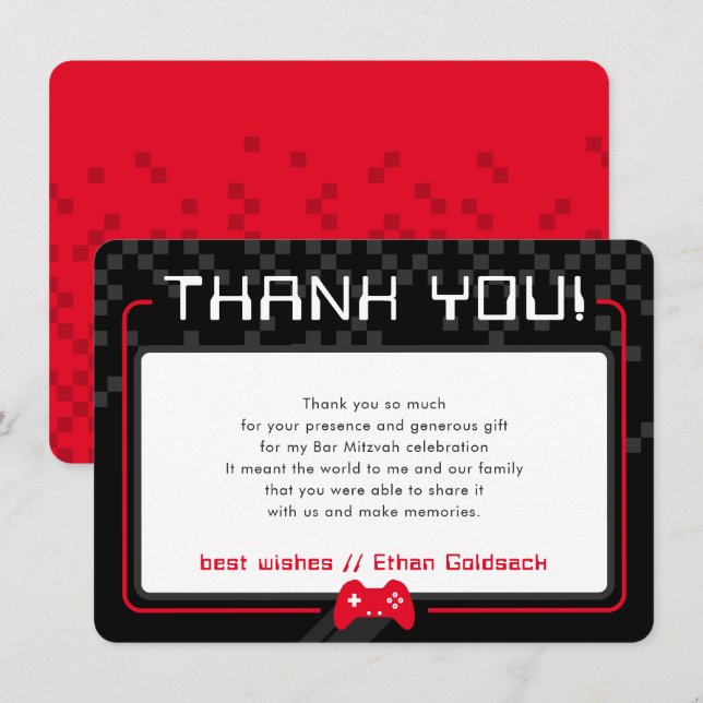 MODERN GAMING THANKS Pub Mitzvah coola black red Tack Kort (Fram/baksida)